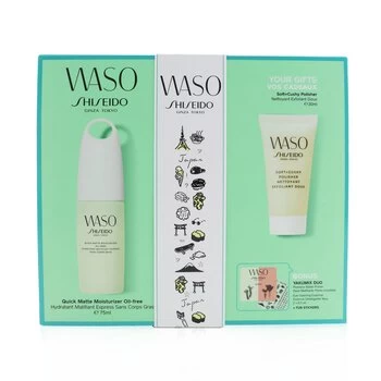 Image of ShiseidoWaso Quick Matte Moisturizer Oil-Free Set: Quick Matte Moisturizer 75ml + Soft+Cushy Polisher 30ml + Eye Opening Essence 0.3ml + Poreless Matt