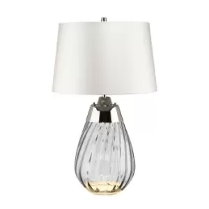 Image of Table Lamp Off White Shade & Smoke tinted Glass LED E27 60W d01891