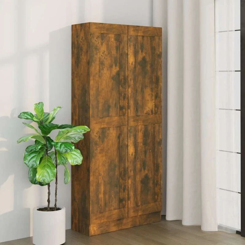 Image of VIDAXL Book Cabinet Smoked Oak 82.5x30.5x185.5cm Engineered Wood Vidaxl 8720286931790