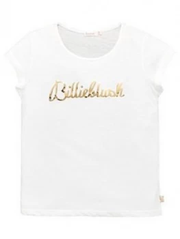 Image of Billieblush Girls Short Sleeve Metallic Logo T-Shirt - Ivory