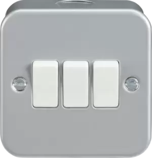 Image of MLA Knightsbridge Metal Clad 10AX 3 Gang 2 Way Switch - M4000