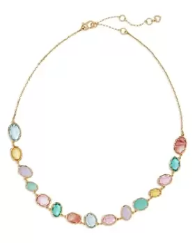 Image of kate spade new york High Shine Multicolor Oval Cubic Zirconia Collar Necklace in Gold Tone, 16-19