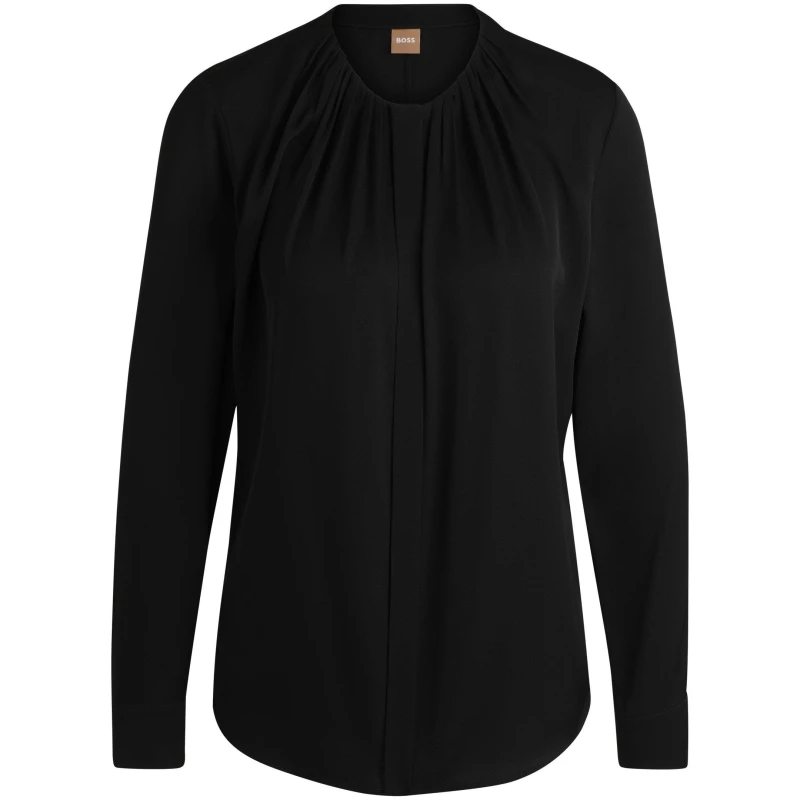 Image of Boss Womens Banorah Long Sleeve Long Blouse Black female 4 (XXS)