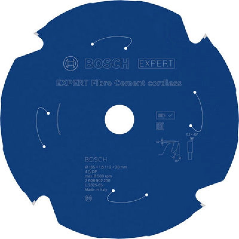 Image of Bosch Expert Fibre Cement Circular Saw Blade 165 X 1.8/1.2 X 20mm T4 2608902200