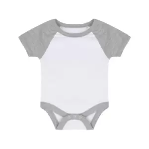 Image of Larkwood Baby Boys/Girls Essential Short Sleeve Baseball Bodysuit (12-18 Months) (White/Heather Grey)