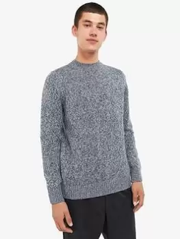 Image of Barbour Atley Wool Crew Neck Jumper - Blue Size M, Men