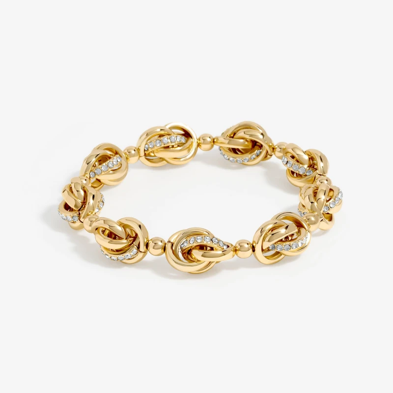 Image of Jon Richard Gold Plated And Crystal Knot Stretch Bracelet Gold