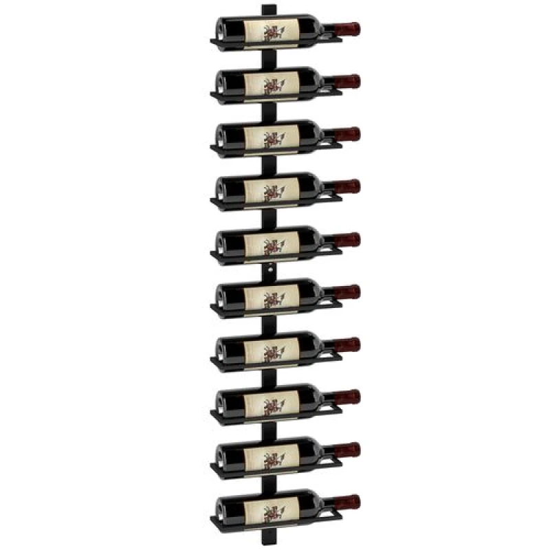 Image of HOMCOM Wall Mount Wine Rack, Wall Wine Rack for 10 Wine Bottles, Black Black