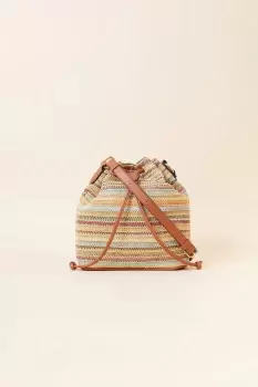 Image of Stripe Raffia Duffle Cross-Body Bag