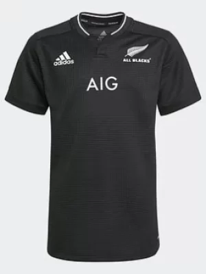Image of adidas All Blacks Primeblue Replica Home Jersey, Black, Size 13-14 Years