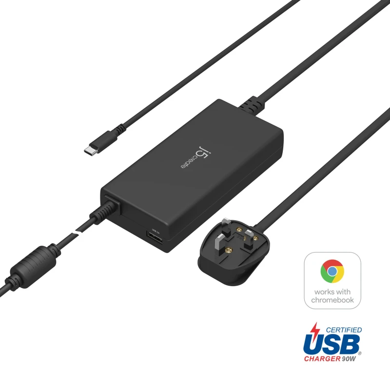 Image of j5 create j5create JUP2290C-FN 100W PD USB-C Super Charger - UK, Black, includes 1.2 m cable JUP2290C-FN