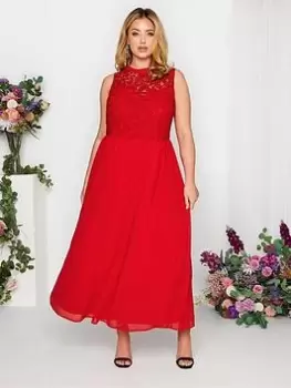 Image of Yours Occasion Lace Maxi Dress, Red, Size 30-32, Women