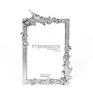 Image of 4" x 6" - Impressions Polished Nickel Flower Photo Frame