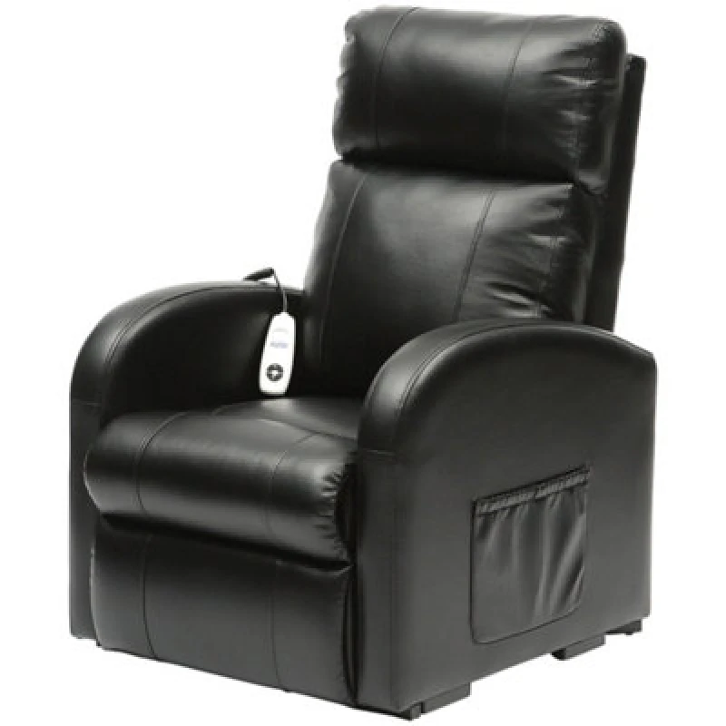 Image of Loops Single Motor Rise and Recline Lounge Chair - Black PU Leather Material Black