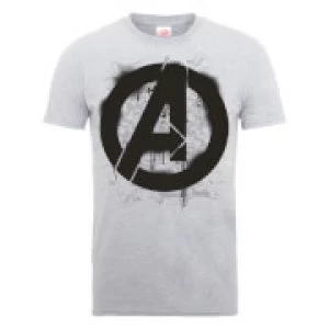 Image of Marvel Avengers Assemble Logo Stencil T-Shirt - Grey - M