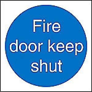 Image of Fire Door Keep Shut Sign 10 x 10cm Self Adhesive Vinyl