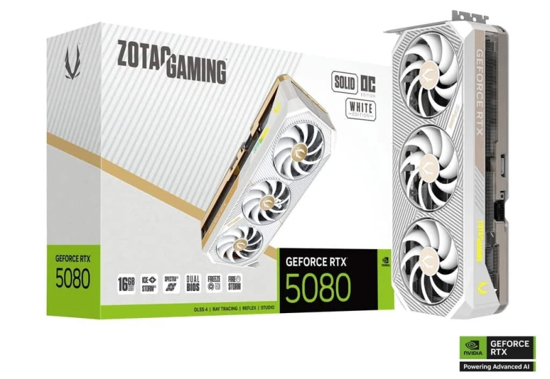 Image of ZOTAC GAMING GeForce RTX 5080 SOLID OC White ED 16GB GDDR7 Graphics Card - ZT-B50800Q-10P