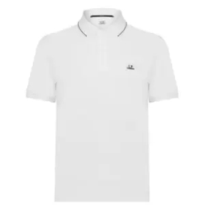 Image of CP COMPANY Short Sleeve Tipped Polo Shirt - White