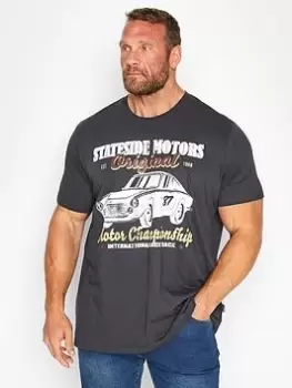 Image of BadRhino Stateside Motors T-Shirt - Ebony, Grey, Size 2XL, Men