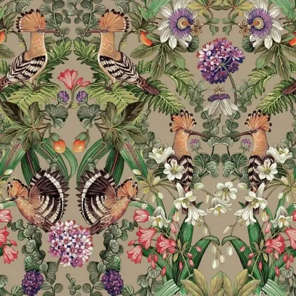 Image of HOLDEN DECOR Holden Decor Mirrored Bird Champagne Silver Floral Wallpaper Flowers Botanical WL-13520