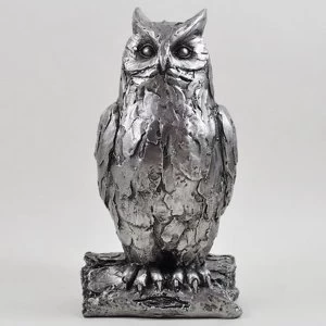 Image of Silver Owl Sculpture H18.5cm