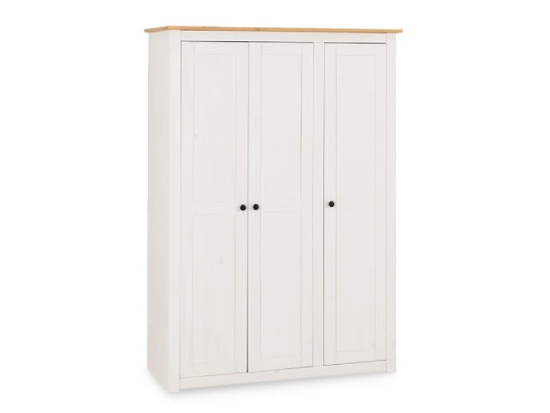 Image of Seconique Panama White and Waxed Pine 3 Door Wardrobe
