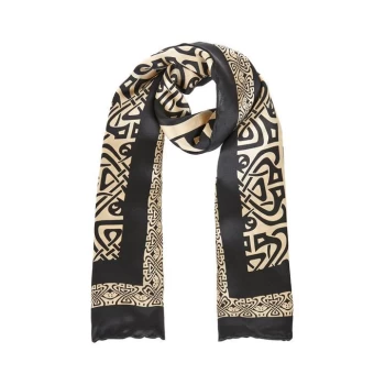 Image of Biba BIBA Logo Silk Scarf - Black Gold Logo