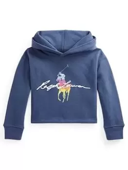 Image of Ralph Lauren Girls Hoodie With Signature Logo - Navy, Size Age: 16 Years=Xl, Women