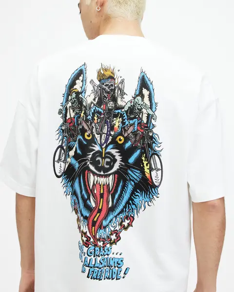 Image of AllSaints Howl Rider Oversized Printed T-Shirt