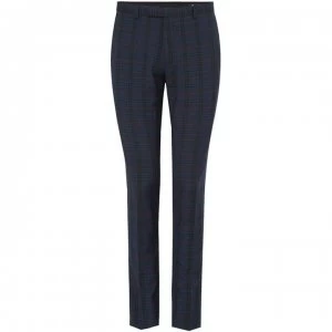 Image of Label Lab Baskin Skinny Fit Tropical Check Suit Trousers - Blue