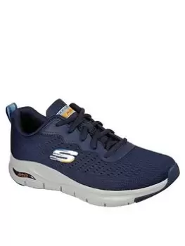 Image of Skechers Arch Fit Mesh Lace Up Trainer, Navy, Size 7, Men