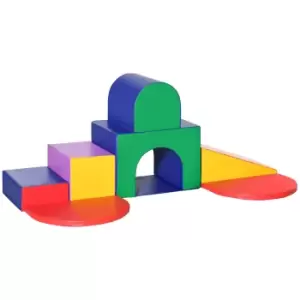 Image of Seven Piece Soft Playset Kids Stair and Ramp Colourful Play Area