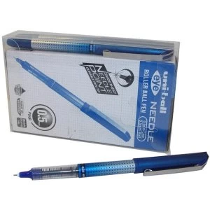 Image of Uni Ball Eye Needle UB 187S Extra Fine Rollerball Pen Line Width 0.4mm Tip Width 0.5mm Blue Pack of 14 Pens
