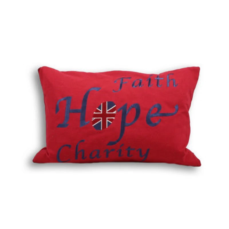 Image of Paoletti Paoletti Faith Printed Text Cushion in Red Red One Size Unisex 5025532177391