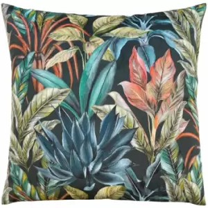 Image of Wylder Tropics Mogori Vendure Print Velvet Cushion Cover, Dark, 43 x 43 Cm