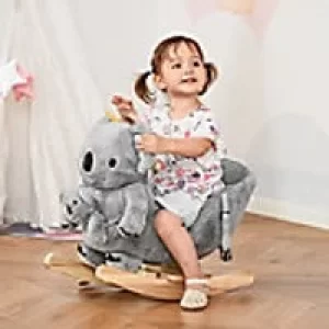 Image of Homcom Kids Plush Ride-On Rocking Horse Koala-shaped Toy Rocker with Gloved Doll Grey