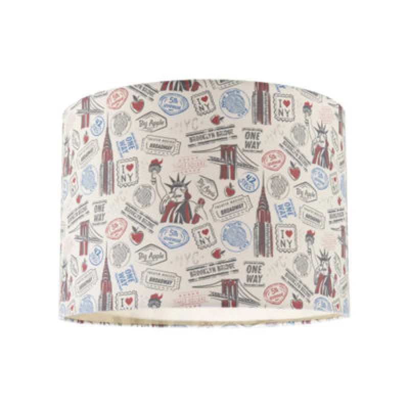 Image of Happy Homewares New York Themed Lamp Shade With Statue Of Liberty And Brooklyn Bridge