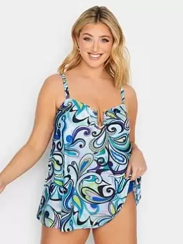 Image of Yours Retro Swirl Metal Trim Tankini, Black, Size 16, Women