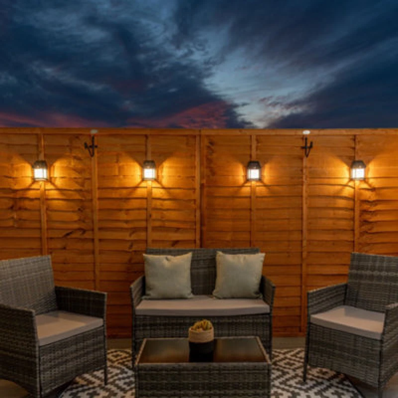 Image of ValueLights Pack of 4 - Black Lantern Solar Garden Fence Lights With PIR Motion Sensors Black