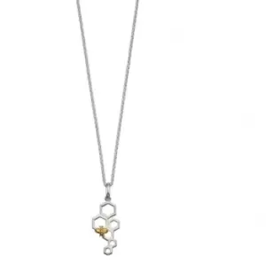 Image of Elements Silver Honeycomb And Bee Silver Yellow Gold Plating Pendant P4674