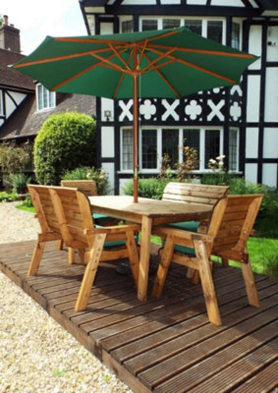 Image of Charles Taylor Trading Charles Taylor 6 Seater Wooden Rectangular Dining Table 2X Chairs 2X Bench Green