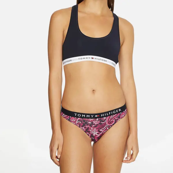 Image of Tommy Hilfiger Unlined Cotton-Blend Bralette - XS Blue Underwear and Nightwear female UW0UW03820DW5 XS