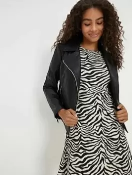 Image of Dorothy Perkins Faux Leather Biker Jacket - Black, Size 10, Women