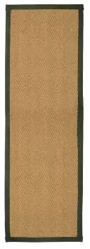 Image of Herringbone Weave Brown, Green Rug 180Cmx60Cm