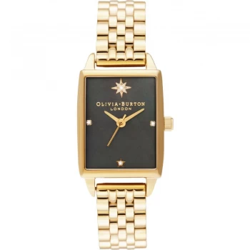 Image of Ladies Olivia Burton Black Mother Of Pearl Dial & Gold Bracelet Watch
