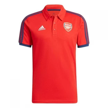 Image of adidas Arsenal 3 Stripe Polo Shirt 2021 2022 Mens - Red