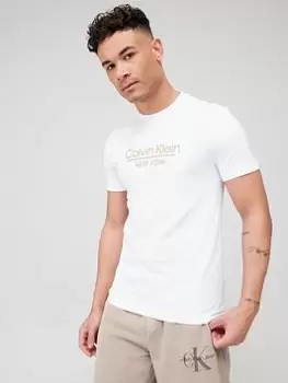 Image of Calvin Klein New York Logo T-Shirt, White, Size S, Men