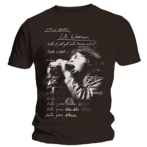 Image of The Doors LA Woman Lyrics Mens Black T Shirt: Medium