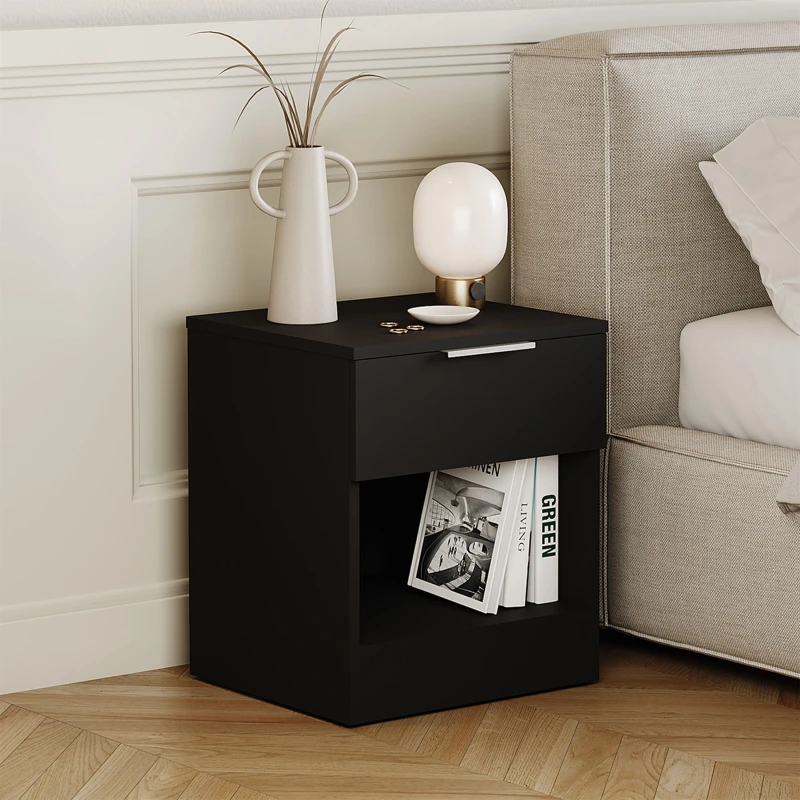 Image of Lassic Trega 1 Drawer Bedside Chest Black unisex 1 Drawer