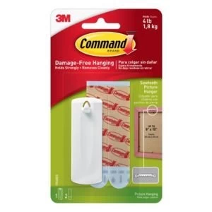 Image of 3M Command White Adhesive saw toothed picture hanger 3 Pieces